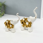 Набор фигурок керамика «Два слона - пузырьки», белый с золотом, 2 шт., 4×17×18 см; 5×16.5×22 см - Фото 5