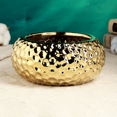 Кашпо - бонсайница для кактусов и суккулентов «Клео», 18×18×8.5 см, керамика, золотистое