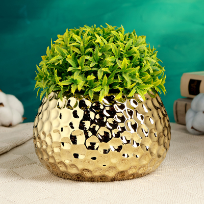 Декоративное кашпо для цветов «Пиппа», 15×15×9.5 см, керамическое, золотистое