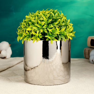 Декоративное кашпо для цветов «Лайт», 11.5×11×11 см, керамическое, серебристое