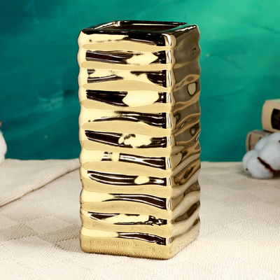 Ваза «Кина», 9×20 см, керамика, золото