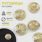 Пуговицы на ножке «Золотая монета», металлические, d=20 мм, набор 5 шт., цвет золотой - Фото 1