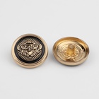 Пуговицы на ножке «Львы», металлические, d=20 мм, набор 5 шт., цвет золотой, чёрный - Фото 2