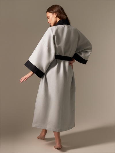 Халат женский домашний SL HOME "Elegant", размер 44-52, 100% лён, 150г/м2