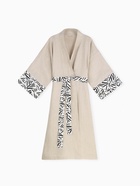 Халат женский домашний SL HOME Floral, размер 44-52, лён 100%, серый - Фото 6