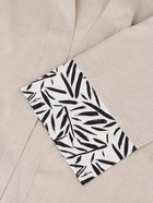 Халат женский домашний SL HOME Floral, размер 44-52, лён 100%, серый - Фото 8