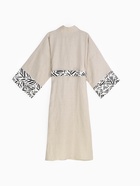 Халат женский домашний SL HOME Floral, размер 44-52, лён 100%, серый - Фото 9