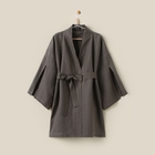 Халат женский короткий SL HOME Graphite, размер 44-52, лён 100%, графит - Фото 1