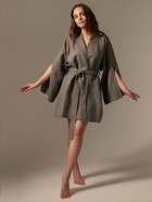 Халат женский короткий SL HOME Graphite, размер 44-52, лён 100%, графит - Фото 4