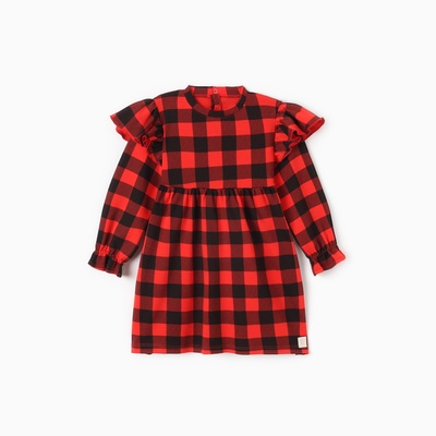 Платье с рюшами для девочки KAFTAN «Клеточка», рост 98-104 см