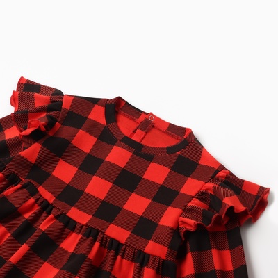 Платье с рюшами для девочки KAFTAN «Клеточка», рост 98-104 см