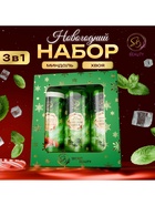 Новогодний подарочный набор косметики SB BEAUTY, шампунь, гель для душа, молочко для тела, с ароматом миндаля и мяты - Фото 4