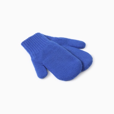 Варежки двойные детские, синие, размер 14