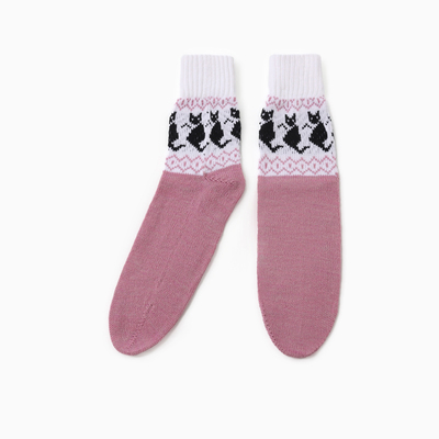 Носки женские шерстяные «Котик», сиреневые, р-р 25-27