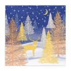 Салфетки новогодние бумажные Home Collection «Золотой олень в зимнем лесу», 3 слоя, 33×33 см, 20 шт. - Фото 2