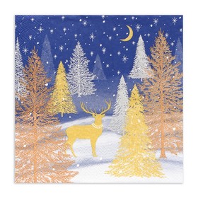 Салфетки новогодние бумажные Home Collection «Золотой олень в зимнем лесу», 3 слоя, 33?33 см, 20 шт. (комплект 3 шт)
