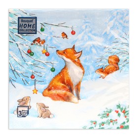 Новогодние салфетки бумажные Home Collection Сlassic «Лисичка», 3 слоя, 33х33 см, 20 шт 10693258