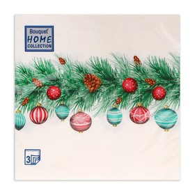 Салфетки бумажные Home Collection Сlassic «Новогодняя гирлянда», 3 слоя, 33х33, 20 шт. 10693265