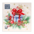 Салфетки бумажные Home Collection Classic «Подарок на Новый год», 3 слоя, 33×33 см, 20 шт. - Фото 2