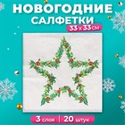 Новогодние салфетки бумажные Home Collection «Рождественская звезда, серебро», 3 слоя, 33х33 см, 20 шт - фото 322122859