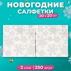 Новогодние салфетки бумажные Art Bouquet «Серебряные снежинки», 2 слоя, 20х20 см, 250 шт. - Фото 1