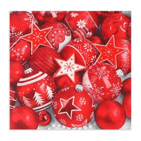 Салфетки бумажные Bouquet de Luxe «Новогодняя композиция, красная», 3 слоя, 24?24 см, 25 шт. (комплект 3 шт)