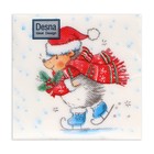 Салфетки новогодние бумажные Desna Design «Ёжик на коньках», 1 слой, 24×24 см, 40 шт. - Фото 3