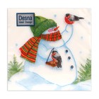 Салфетки новогодние бумажные Desna Design «Снеговик и снегири», 1 слой, 24×24 см, 40 шт. - Фото 2