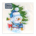 Салфетки новогодние бумажные Desna Design «Снеговичок с елкой», 1 слой, 24×24 см, 40 шт. - Фото 3