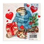 Новогодние салфетки бумажные Home Collection «Новогодний питон с подарком», 3 слоя, 33х33 см, 20 шт - Фото 3