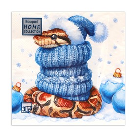 Новогодние салфетки бумажные Home Collection Classic «Новогодний питон», 3 слоя, 33х33 см, 20 шт 10693303