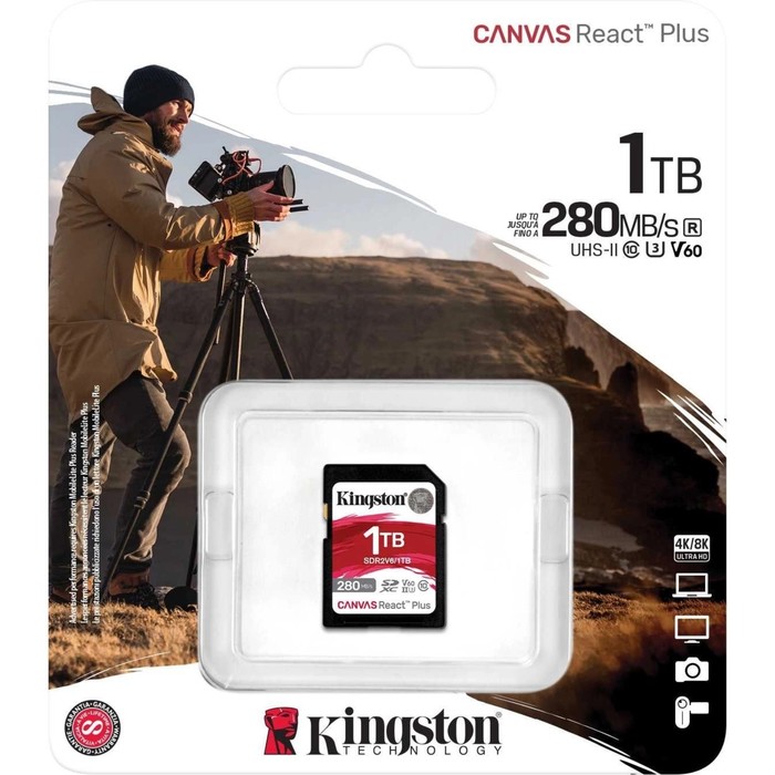 Карта памяти SDXC 1TB Kingston SDR2V6/1TB Canvas React Plus w/o adapter - фото 51665094