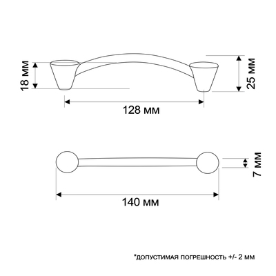 Ручка-скоба PC174BL, м/о 128 мм, чёрная, 4 шт.