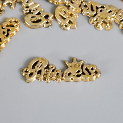 Коннектор для творчества пластик Princess, золото со стразами, 1.4×4.0.3 см