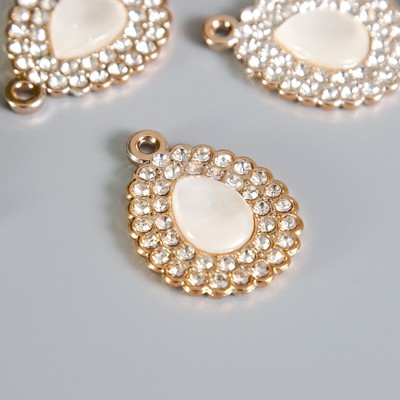 Декор для творчества пластик «Капля в ажуре», золото со стразами, 3.2×2.4×0.6 см