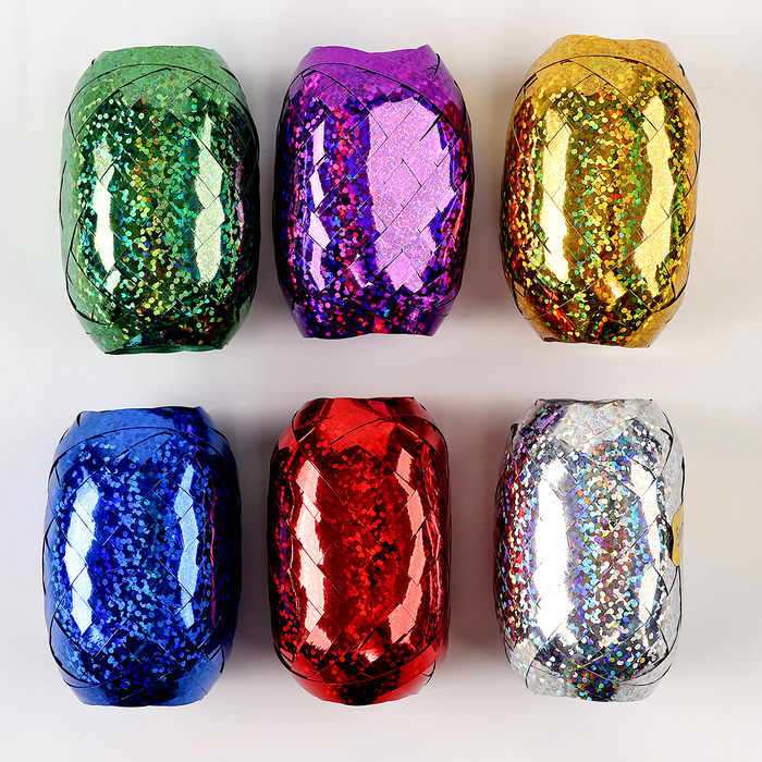 Лента для воздушных шаров, длина 10 м, цвет МИКС, набор 6 шт. - Фото 1