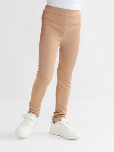 Легинсы для девочки на флисе Collorista, коричневые, рост 116 см