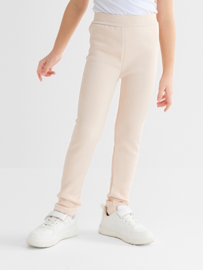 Легинсы для девочки на флисе Collorista, цвет молочный, рост 134 см