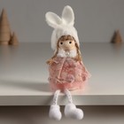 Интерьерная кукла текстильная «Девочка в цветочном платье в шапке с ушками», 5.5×7×19.5 см - Фото 1
