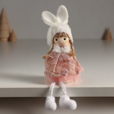 Интерьерная кукла текстильная «Девочка в цветочном платье в шапке с ушками», 5.5×7×19.5 см