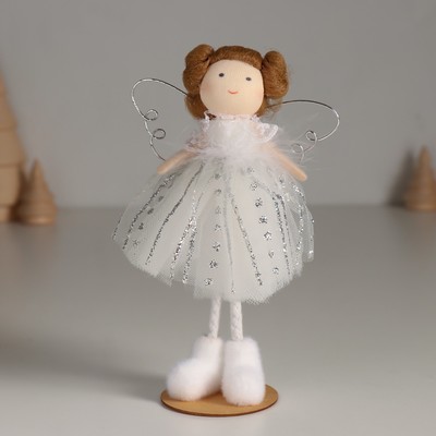 Интерьерная кукла текстильная «Ангелочек в белом платье и в белых валеночках», 5×7.8×15.5 см