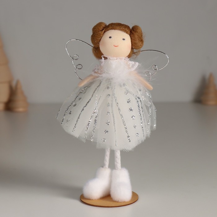 Интерьерная кукла текстильная «Ангелочек в белом платье и в белых валеночках», 5×7.8×15.5 см - Фото 1