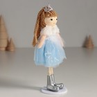 Интерьерная кукла текстильная «Принцесса в синем платье с белым воротничком», 5.5×6.5×18 см - Фото 2