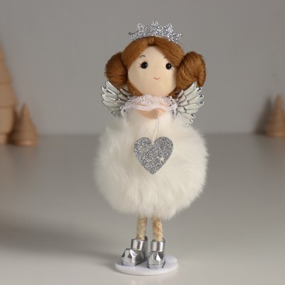 Интерьерная кукла текстильная «Принцесса-ангел в пушистом платье с сердечком», 7×7×16 см