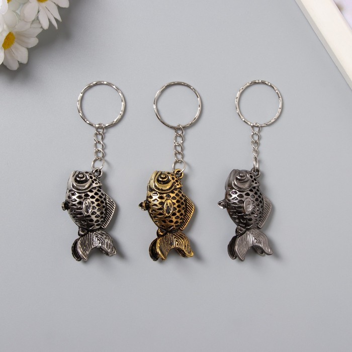 Брелок для ключей на кольце «Рыба», металл, 4.5×3 см, МИКС