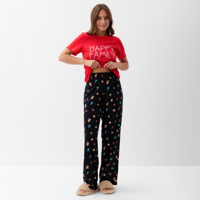 Пижама новогодняя женская (футболка, брюки) KAFTAN Happy family, размер 44-46