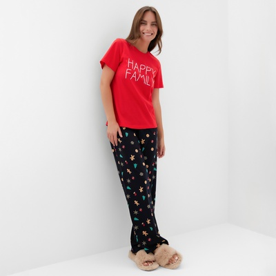 Пижама новогодняя женская (футболка, брюки) KAFTAN Happy family, размер 44-46