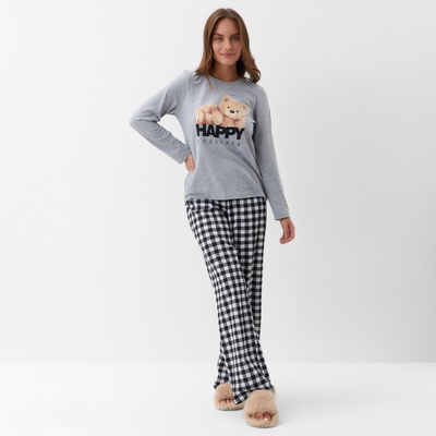 Пижама новогодняя женская (лонгслив, брюки) KAFTAN Happy together, размер 52-54