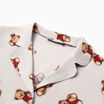 Пижама новогодняя женская (рубашка, брюки) KAFTAN «Мишка в шарфе», размер 44-46