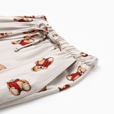 Пижама новогодняя женская (рубашка, брюки) KAFTAN «Мишка в шарфе», размер 44-46